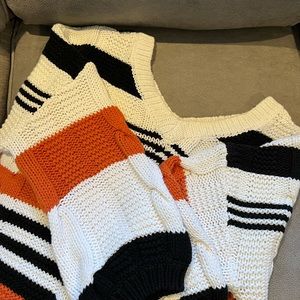 Slouchy Cable Knit V-Neck Sweater